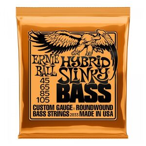 Ernie Ball P02833 Hybrid Slinky Nickel Wound Electric Bass Strings (45-105 Custom Gauge)