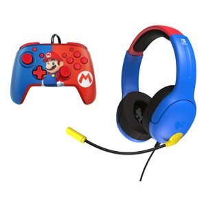 PDP Mario Rematch Controller + Mario AirLite Wired Headset (Bundle)
