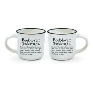 Legami Espresso for Two - Porelain Coffee Mugs 50 ml - Book Lovers (Set  of 2)