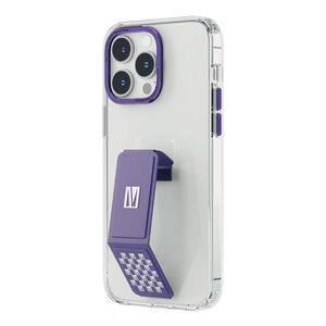 Levelo Morphix Clara Gripstand IMD Clear Case for iPhone 14 Pro - Deep Purple