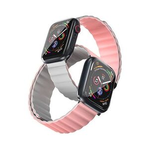 Tingz Reversible Dual Color Watch Strap + Silver Connector for Apple Watch 41mm - Pink/Light Grey