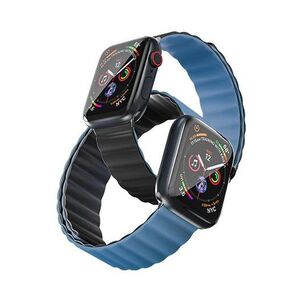 Tingz Reversible Dual Color Watch Strap + Silver Connector for Apple Watch 44mm - Light Blue/Black