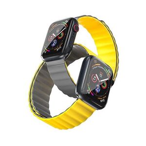 Tingz Reversible Dual Color Watch Strap + Silver Connector for Apple Watch 44mm - Yellow/Grey