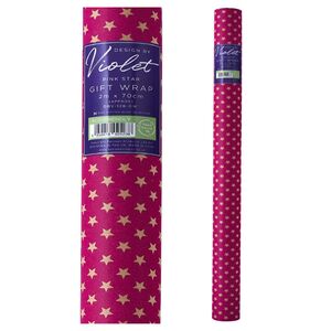 Design By Violet 2M Kraft Star Gift Wrapping Paper - Pink (2M x 70cm)