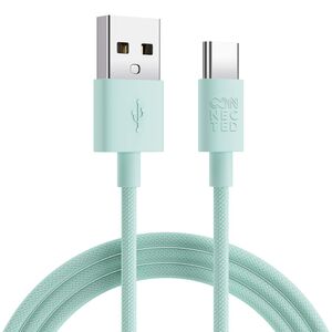 Connected FAST3 USB-A To USB-C Braided Charging Cable 1.2m - Green