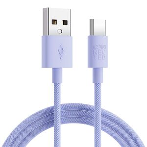 Connected FAST3 USB-A To USB-C Braided Charging Cable 1.2m - Purple