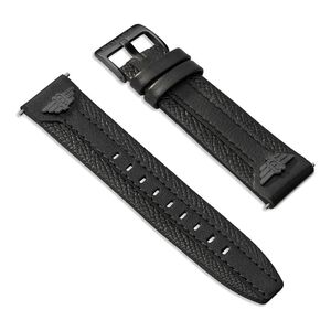 Police Wings L Leather Gun Strap 42/44/45/49mm with 22mm Lug- Black