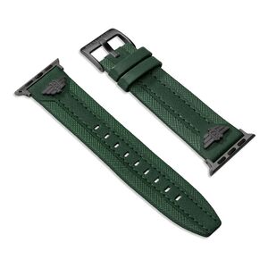 Police Wings L Leather Gun Strap 42/44/45/49mm with 22mm Lug - Green