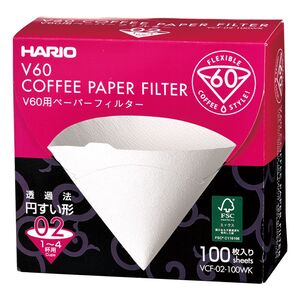 Hario V60 White Paper Filters (Size 2 - 1-4 Cups) (100 Pieces)