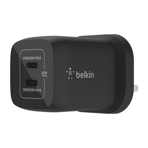 Belkin BoostCharge Pro Dual USB-C Gan Wall Charger with PPS 65W - Black