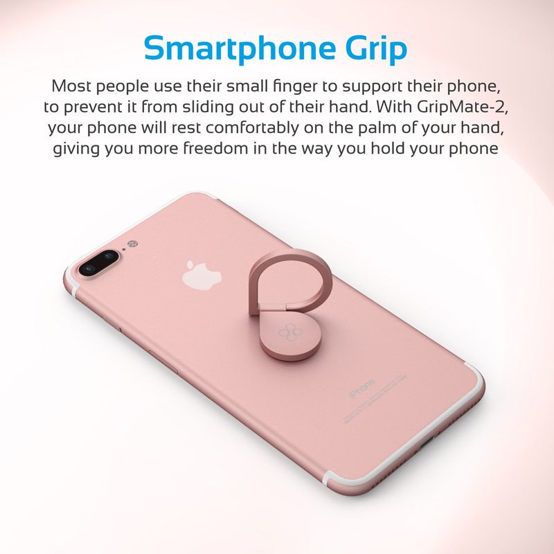 Promate GripMate-2 Rose Gold Grip & Stand for Smartphones