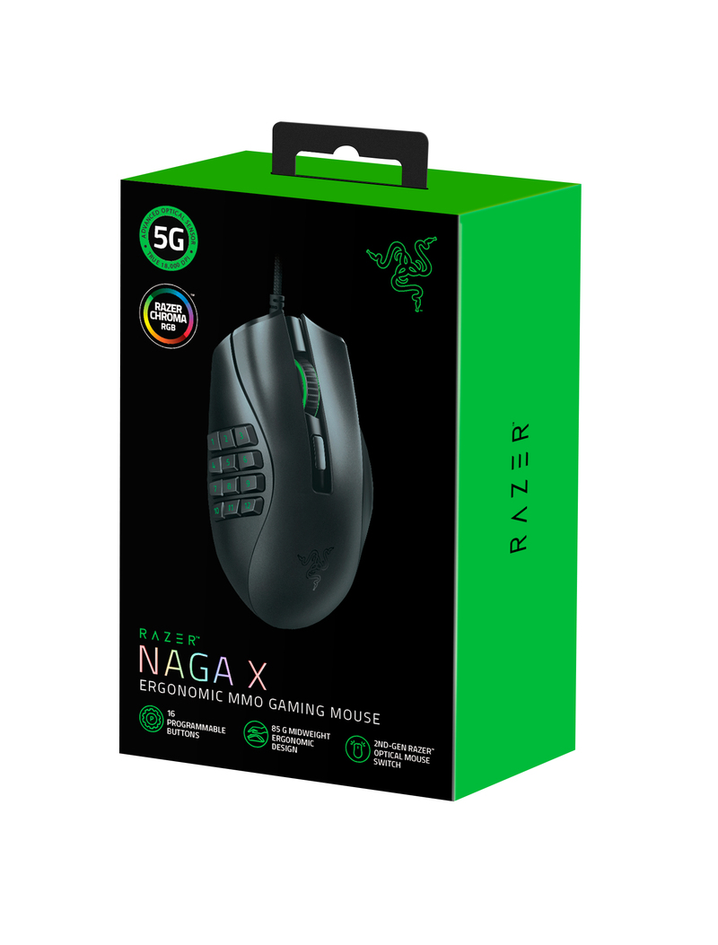 Razer Naga X Ergonomic MMO Gaming Mouse 18000 Dpi