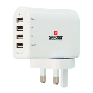 Skross 4 Port 4.8A USB Charger - UK