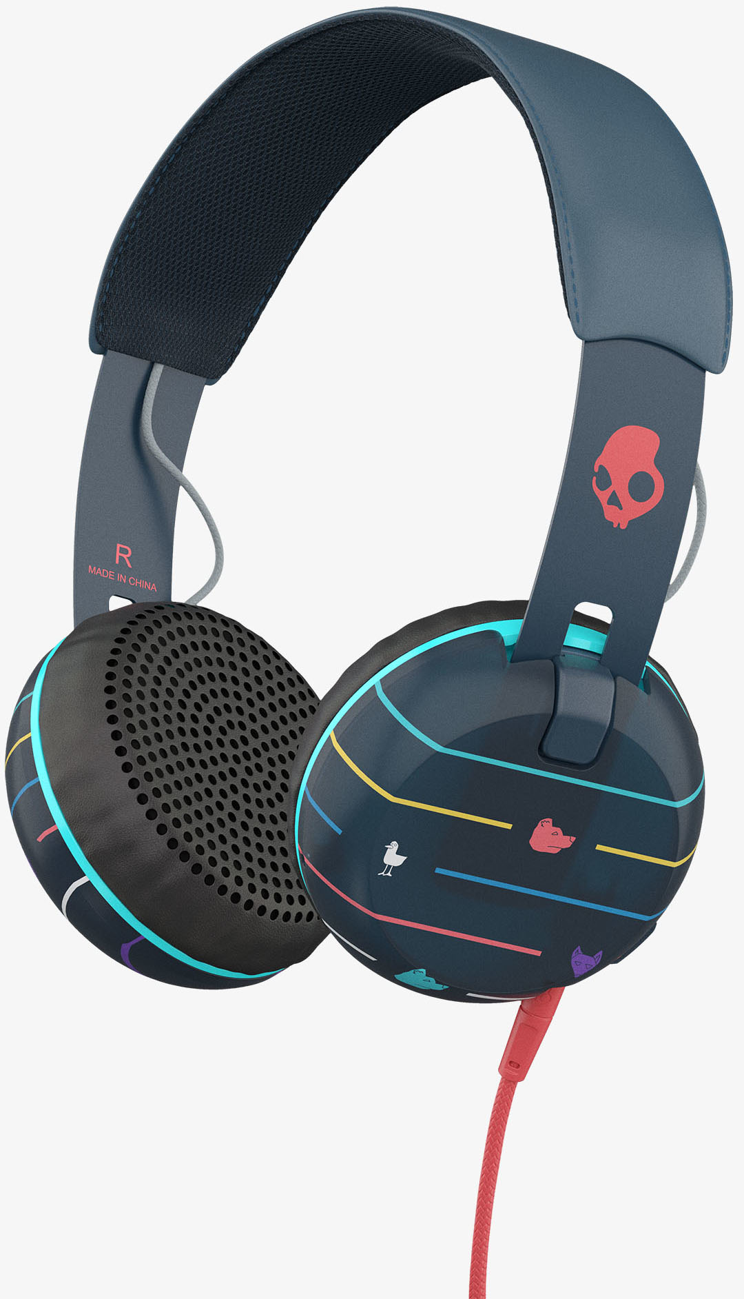 Skullcandy Grind Stripes/Navy Blue with Mic Headphones