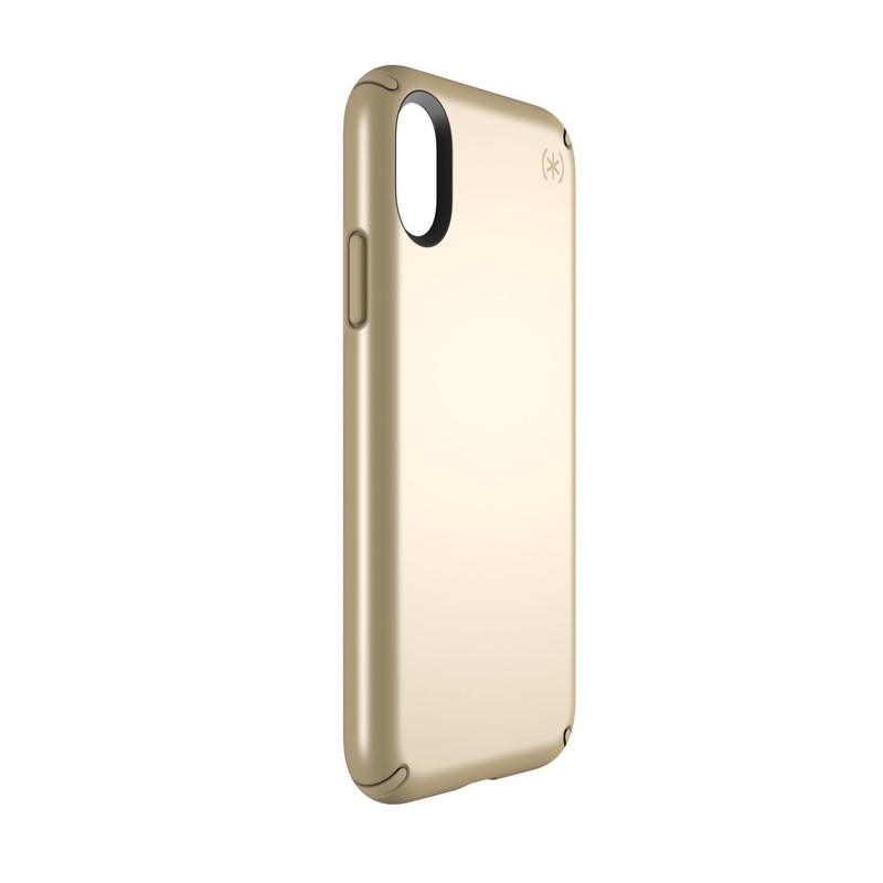 Speck Presidio Metallic Case Pale Yellow Gold Metallic/Camel Brown for iPhone X
