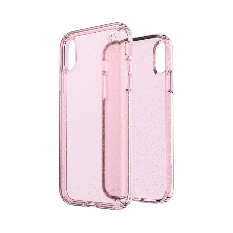 Speck Presidio Clear + Glitter Case Bella Pink with Gold Glitter/Bella Pink for iPhone XR