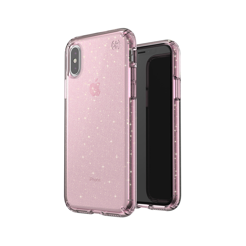 Speck Presidio Clear + Glitter Case Bella Pink with Gold Glitter/Bella Pink for iPhone XS