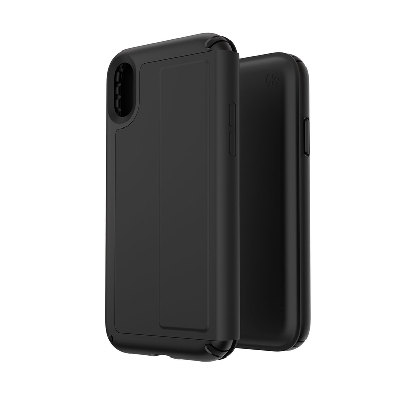 Speck Presidio Folio Leather Case Black/Black for iPhone XR