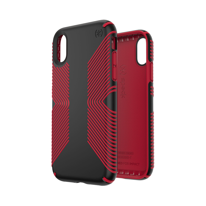 Speck Presidio Grip Case Black/Dark Poppy Red for iPhone XR