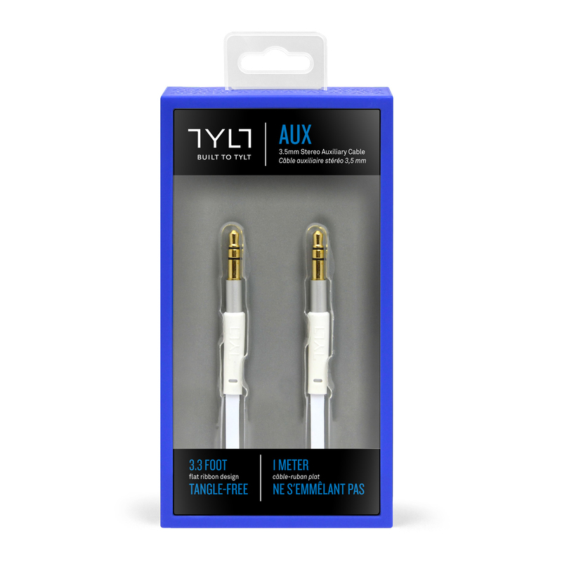 Tylt Stereo Auxiliary 3.5mm Cable White