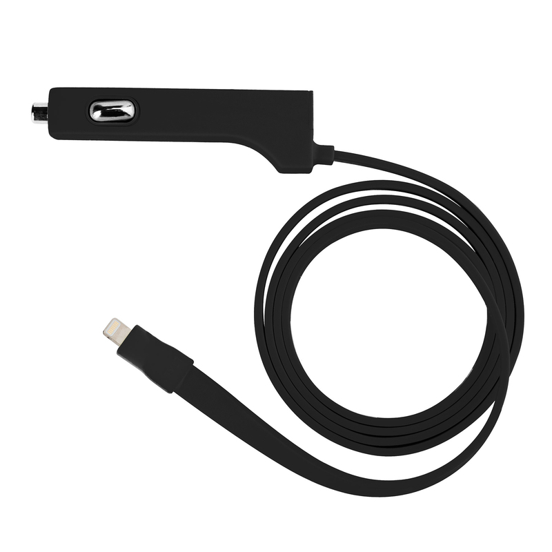 Tylt Ribbn 4.8A with Flat Ribbon Cable Black Car Charger