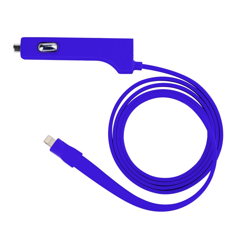 Tylt Ribbn 4.8A with Flat Ribbon Cable Blue Car Charger
