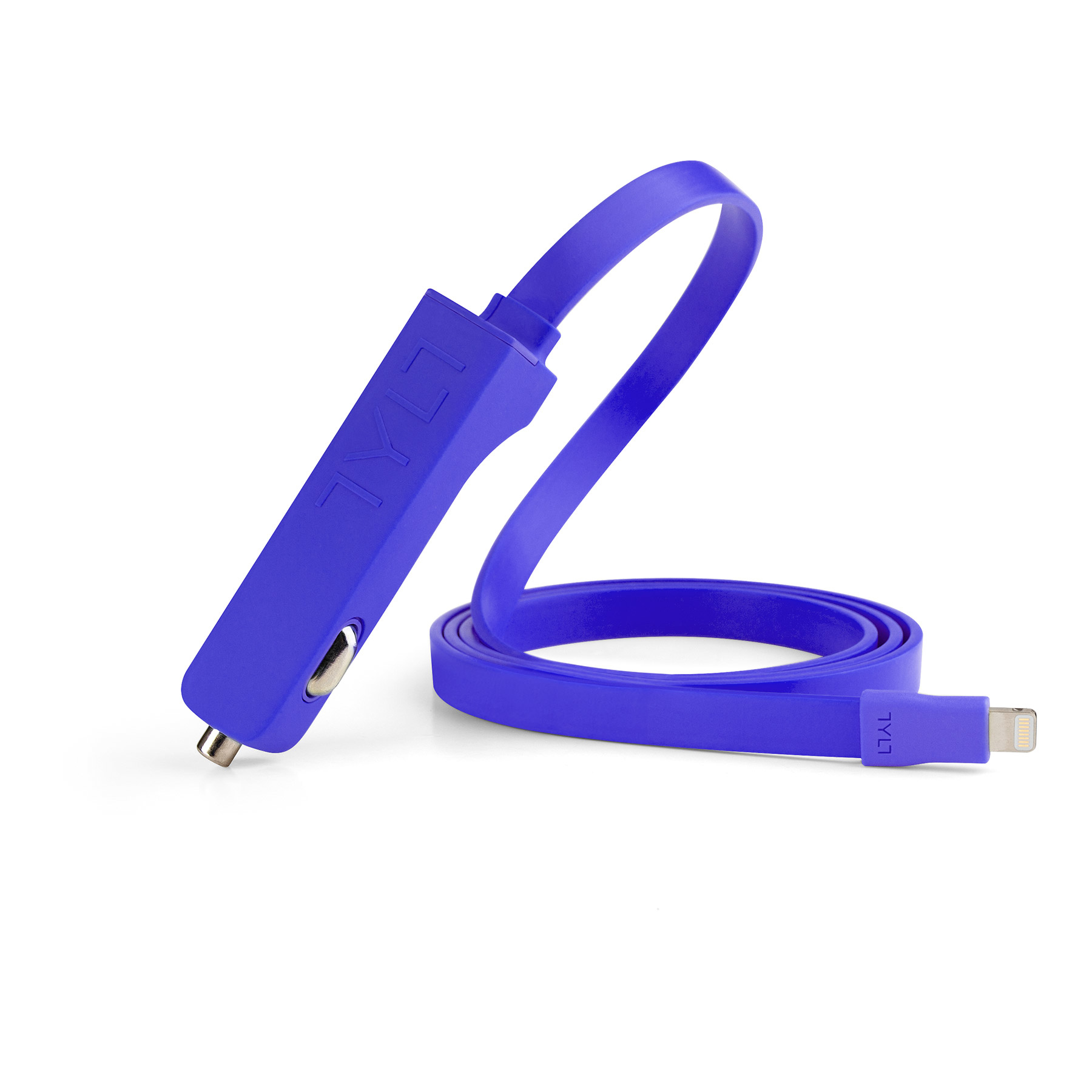 Tylt Ribbn 4.8A with Flat Ribbon Cable Blue Car Charger
