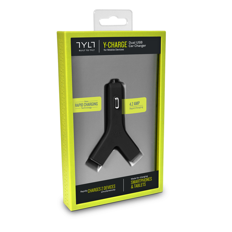 Tylt Y Charge Dual USB Car Charger 4.2A Black