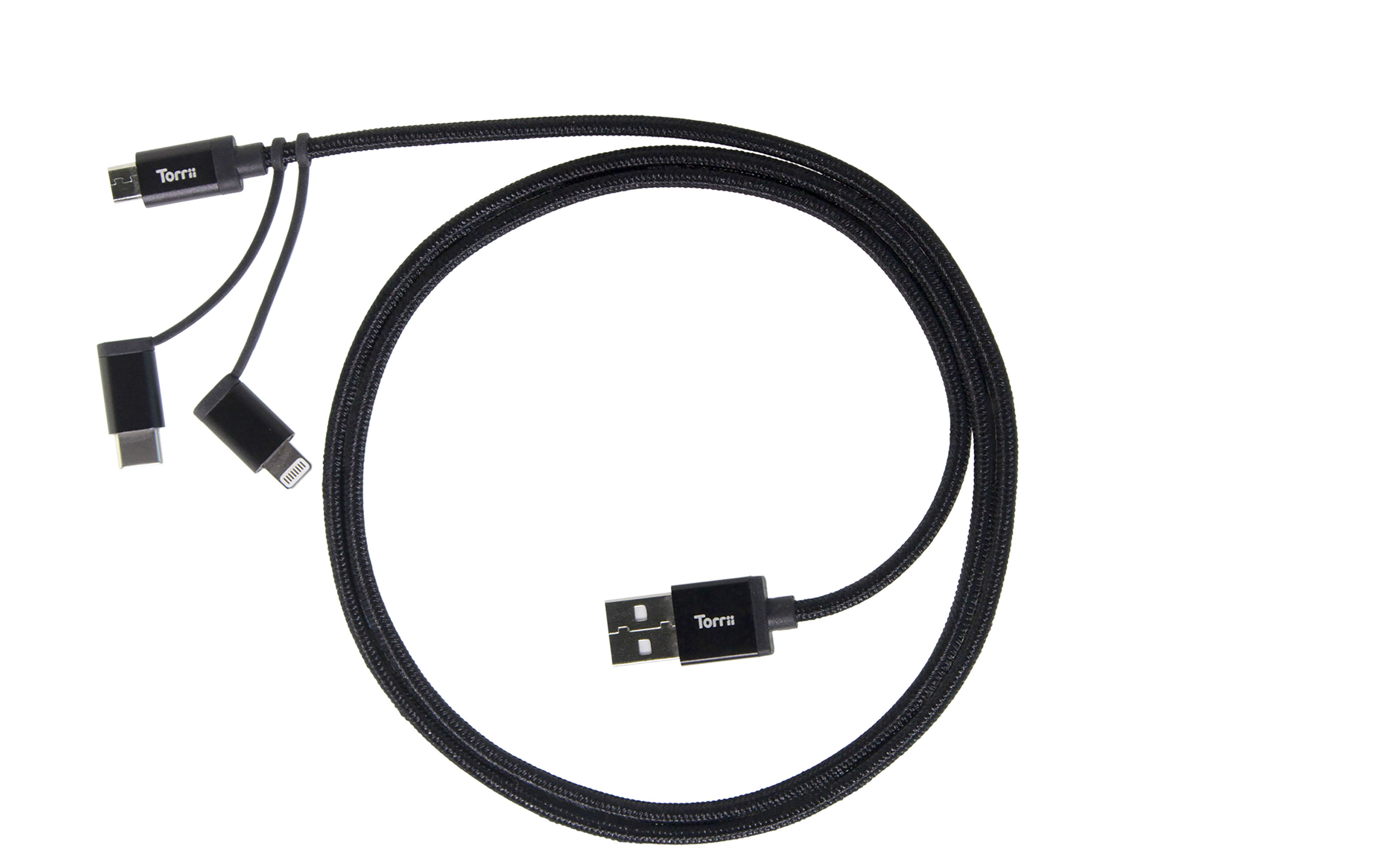 Torrii Kevable 3-In-1 Black Lightning / Micro USB / USB-C Cable