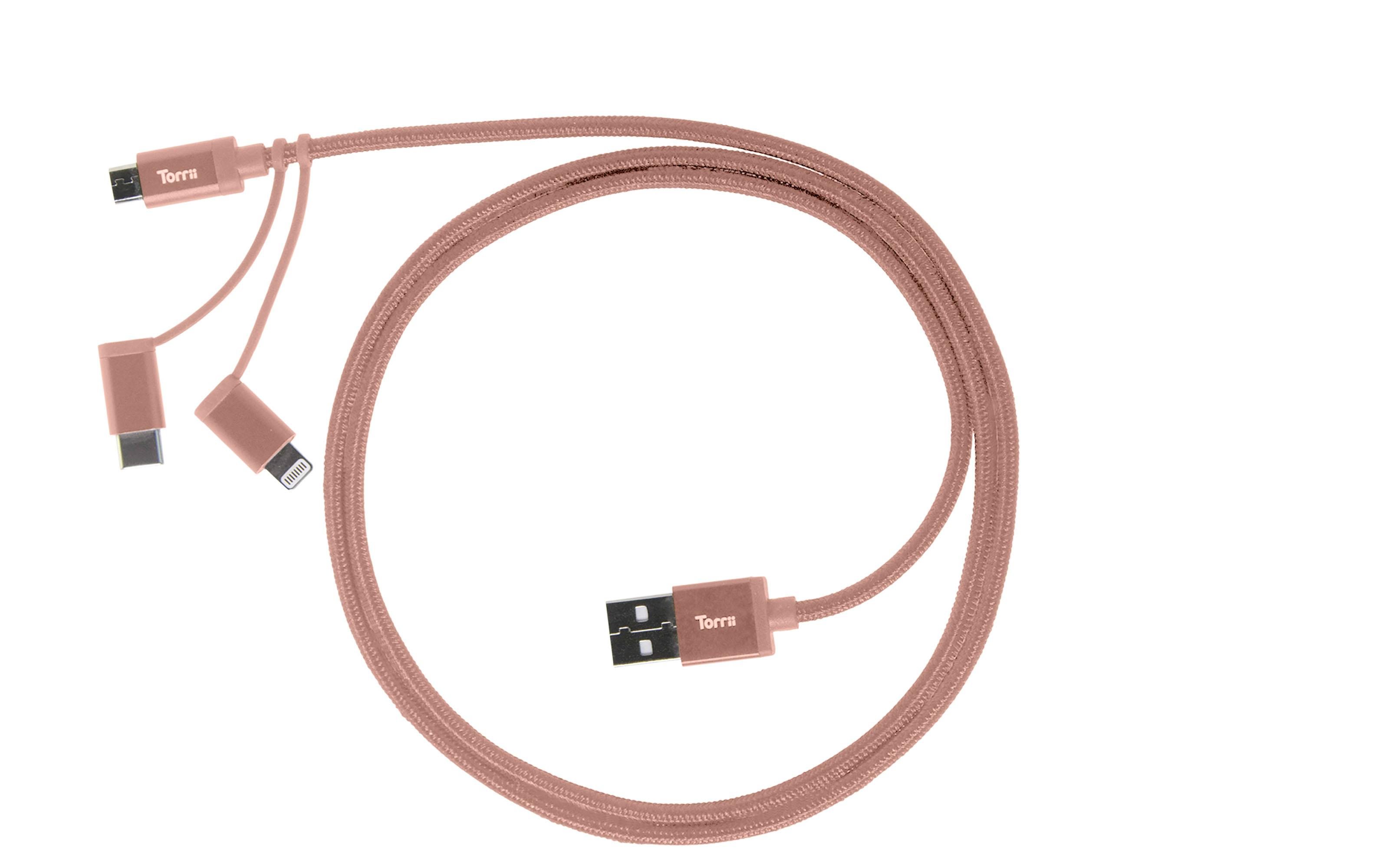Torrii Kevable 3-In-1 Rose Gold Lightning / Micro USB / USB-C Cable