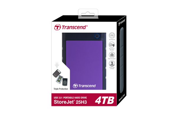 Transcend StoreJet 25H3 4TB USB 3.1 Gen 1 Portable Hard Drive Purple