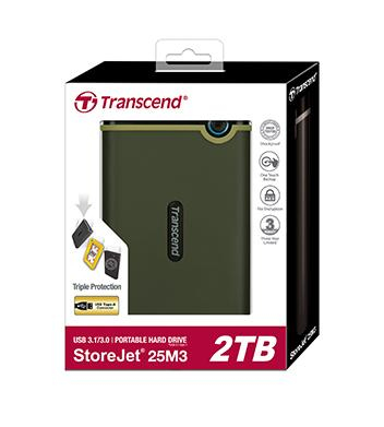 Transcend StoreJet 25M3 2TB USB 3.1 Gen 1 Portable Hard Drive Military Green