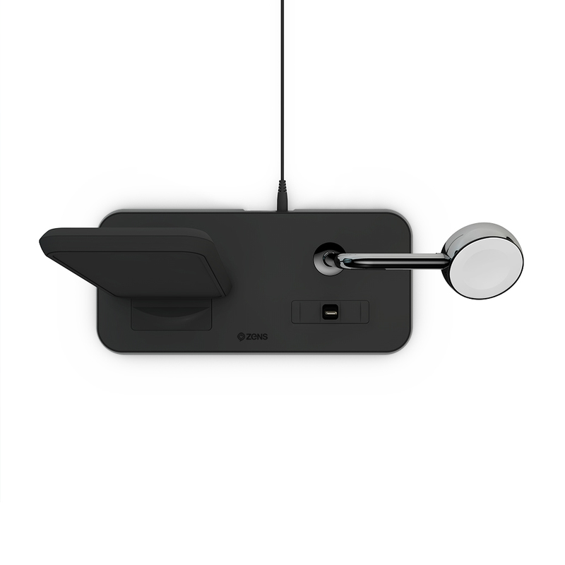 Zens Aluminium Dual Wireless Charger + Dock + Watch 10W Black
